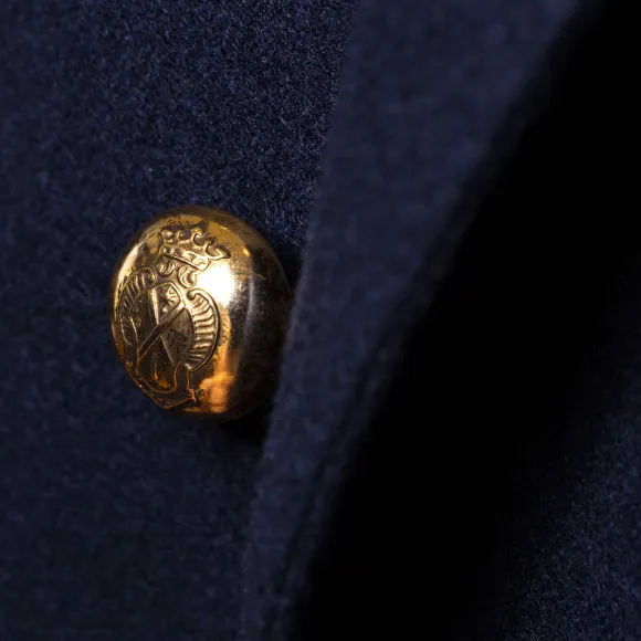 Dark Blue Blazer "Club Oro" Made Of A Wool Flannel From Fox Brother'S