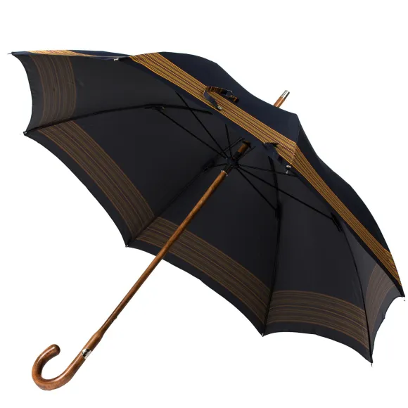 Dark Blue Cane Umbrella "Lord" With Polished Maple Handle