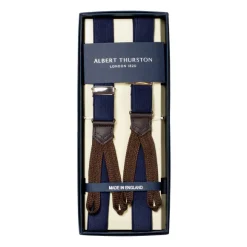 Dark Blue Elastic Suspenders To Button