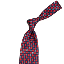 Dark Blue Patterned Silk Tie