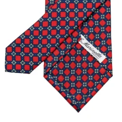 Dark Blue Patterned Silk Tie