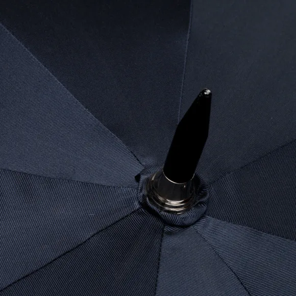 Dark Blue Sporty Umbrella With Hand-Sewn Leather Handle