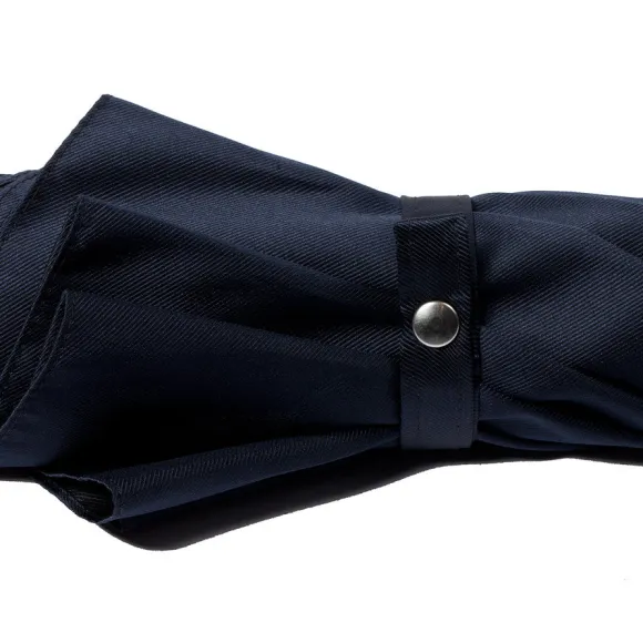 Dark Blue Sporty Umbrella With Hand-Sewn Leather Handle