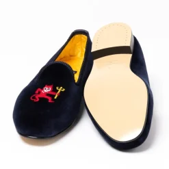 Dark Blue Velvet Loafers