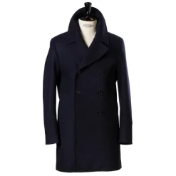Dark Blue Wool Pea Coat "Genova"