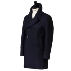 Dark Blue Wool Pea Coat "Genova"