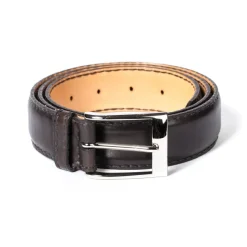 Dark Brown Calfskin Belt - Hand-Colored