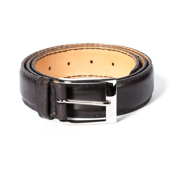 Dark Brown Calfskin Belt - Hand-Colored