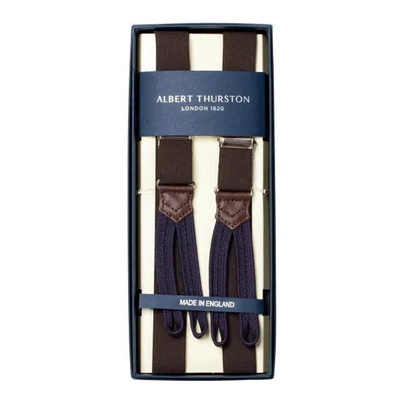 Dark Brown Elastic Suspender To Button