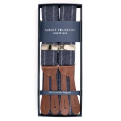 Denim Blue Braces "Dugdale Chalkstripe-Flannel" With Buttons