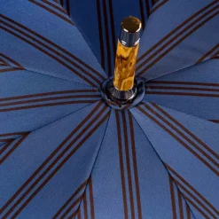 Denim Blue Umbrella With Wooden Handle