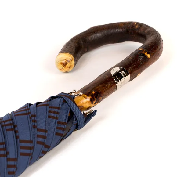 Denim Blue Umbrella With Wooden Handle