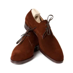Derby "2 Eyelet-Blucher" Made From Rust-Brown Rough Leather - Purely H