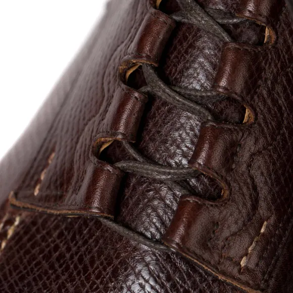 Derby "Ghillie" Made Of Brown Calfskin "Russian Calf" - Purely Handcra