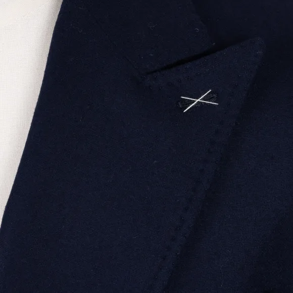 Double Breasted Jacket "Blazer Dorato" In Wool And Cashmere - Handmade