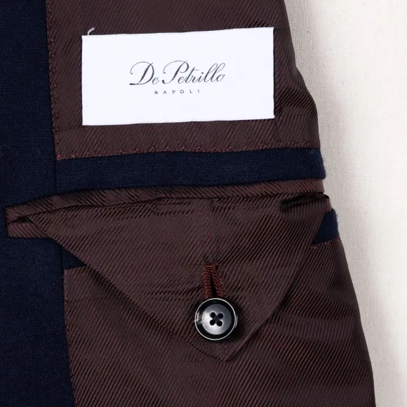 Double Breasted Jacket "Blazer Dorato" In Wool And Cashmere - Handmade