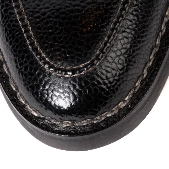 Double Monk "Apron" Made Of Black Scotch Brain Calfskin - Hand-Polished
