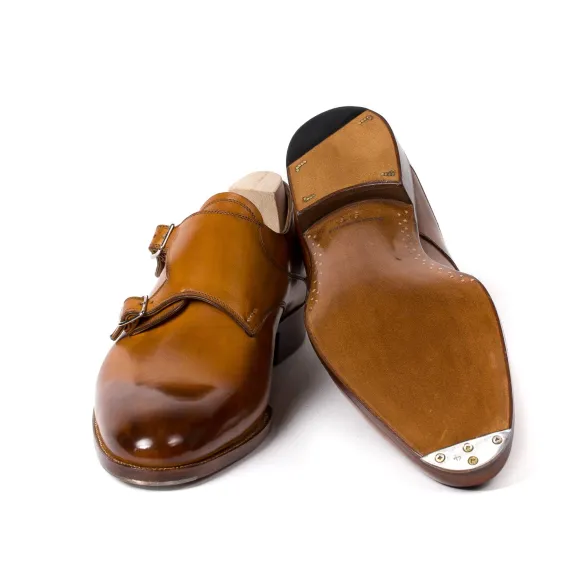 Double Monk In Light Brown Calfskin - Purely Handcrafted