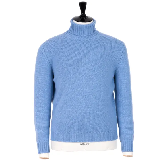 Exclusive To Michael Jondral: Azure Blue Scottish 4-Ply Cashmere Turtl