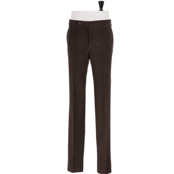 Exclusive To Michael Jondral: Dark Brown Trousers In English Cotton Mo