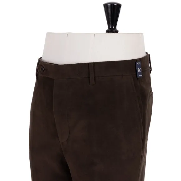 Exclusive To Michael Jondral: Dark Brown Trousers In English Cotton Mo