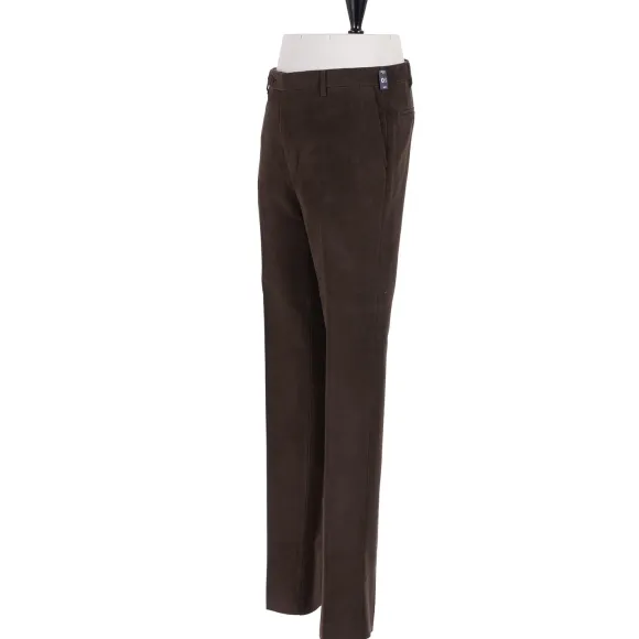 Exclusive To Michael Jondral: Dark Brown Trousers In English Cotton Mo
