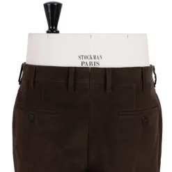 Exclusive To Michael Jondral: Dark Brown Trousers In English Cotton Mo