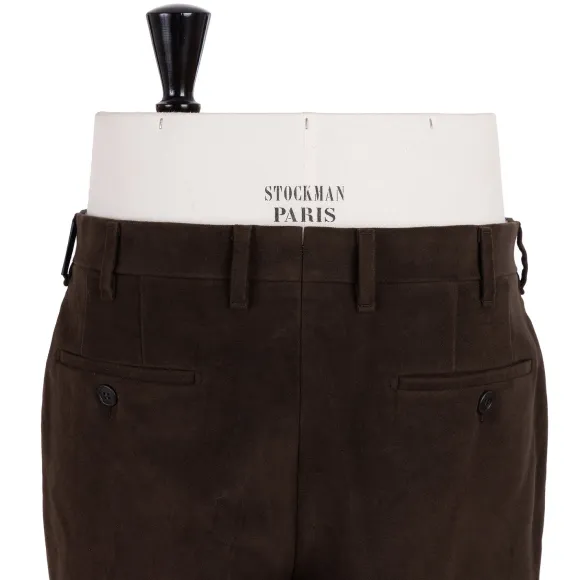 Exclusive To Michael Jondral: Dark Brown Trousers In English Cotton Mo