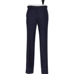 Exclusive To Michael Jondral: Blue Pure Wool Flannel Pants - Rota Sart
