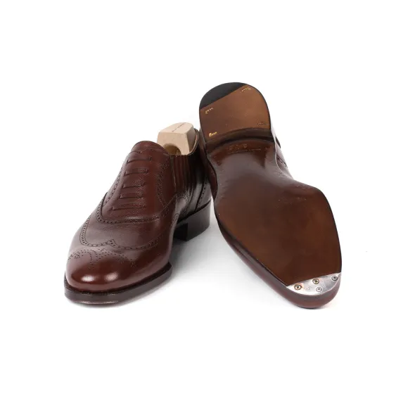 Fake-Brogue "Stretched Lazy Man" Aus Kastanienbraun Genarbtem Kalbsled