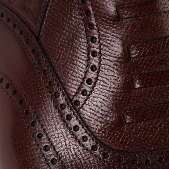 Fake-Brogue "Stretched Lazy Man" Aus Kastanienbraun Genarbtem Kalbsled