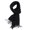 Fox Brothers X Mj: Dark Blue Scarf "Fox Pin-Stripe" Made Of Cashmere A
