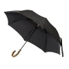 Gray-Black Telescopic Umbrella "Prince De Galles" With Bamboo Handle