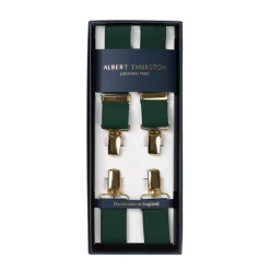 Green Elastic Pants Straps "X Back Gold" With Clips