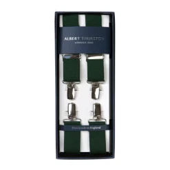 Green Elastic Pants Straps "X Back Nickel" With Clips