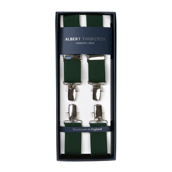 Green Elastic Pants Straps "X Back Nickel" With Clips