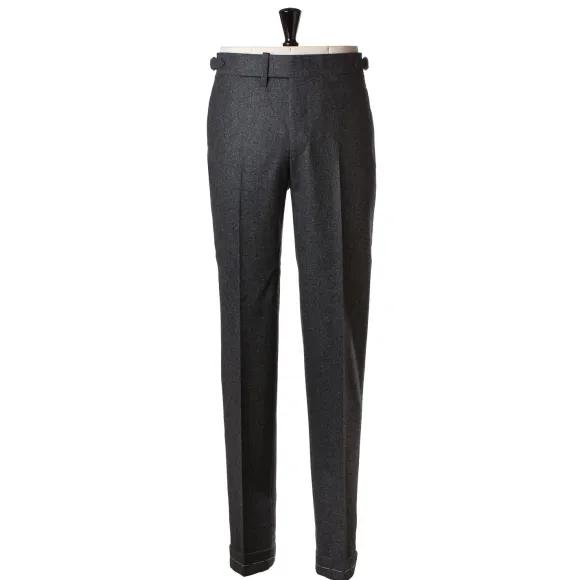 Grey Trousers "Fox Flannel" Made Of English Wool - Purely Handcraft