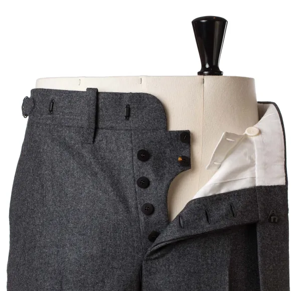 Grey Trousers "Fox Flannel" Made Of English Wool - Purely Handcraft