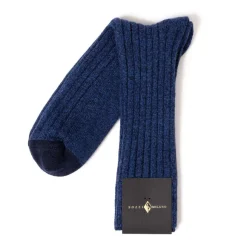 Ink Blue Melange Stocking "Sporting" Made Of A Cashmere Mix