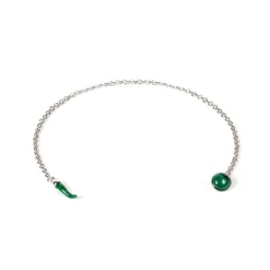 Lapel Chain "Malachite" Made Of Sterling Silver - Purely Handcrafted