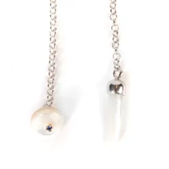 Lapel Chain "Mother Of Pearl" Made Of Sterling Silver - Purely Handcra