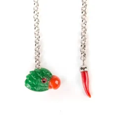 Lapel Chain "Parrot" Made Of Sterling Silver - Purely Handcrafted