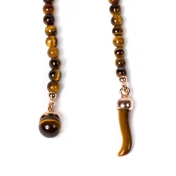 Lapel Chain "Tiger'S Eye Ball" Made Of Plated Rose Gold - Purely Handc