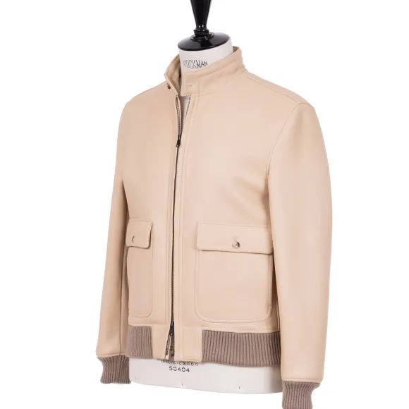 Leather Jacket "New Luxury Bomber" From Grown Lambskin - Handmade