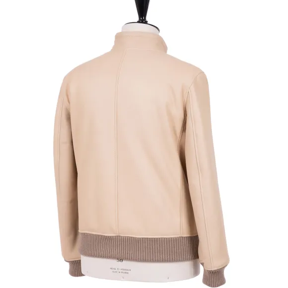 Leather Jacket "New Luxury Bomber" From Grown Lambskin - Handmade