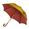 Light Green Umbrella With Light Pink Dots And Handle Made Of Chestnut Wood
