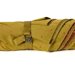 Light Green Umbrella With Light Pink Dots And Handle Made Of Chestnut Wood