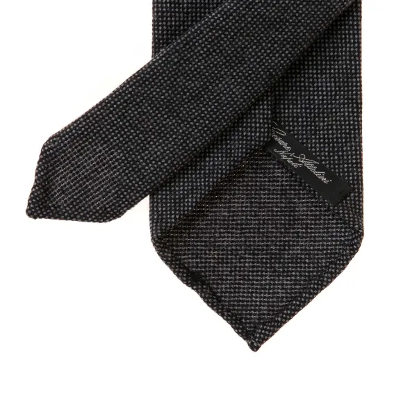 Limited Edition: Dunkelgrau Melangierte Krawatte Aus Reiner Wolle - Ha