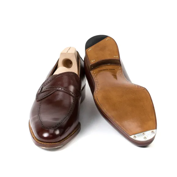 Loafer "Butterfly" Made Of Brown Grained Calfskin - Purely Handcrafted