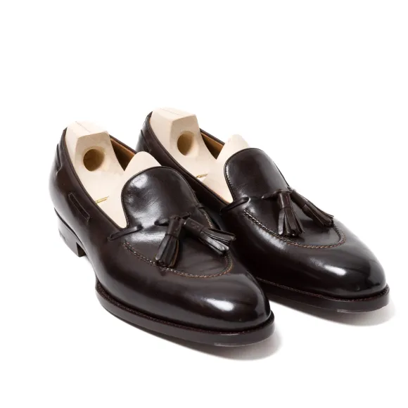 Loafer "Short Vamp Tassel" In Dark Brown Calfskin - Hand Dyed